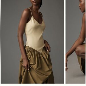 Anthropologie Maeve ribbed poplin twofer midi dress brand new